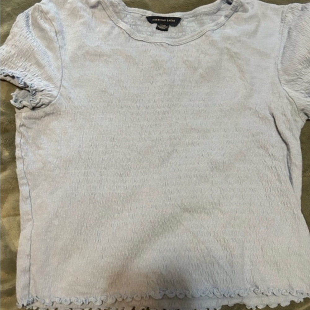 American Eagle Light Gray Textured Tee